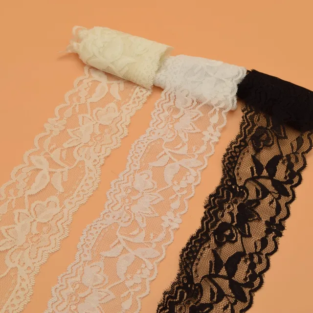 White black Stretch Floral Scallop Lace Trim for Lingerie