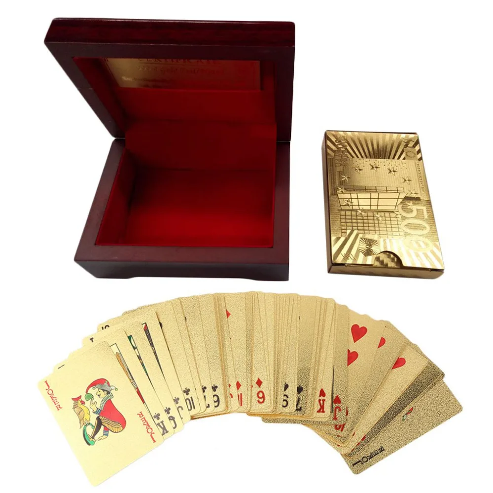 

Euro Pattern Playing Cards 24k Gold Plated Full Poker Deck Pure With Box Christmas Gift free shipping