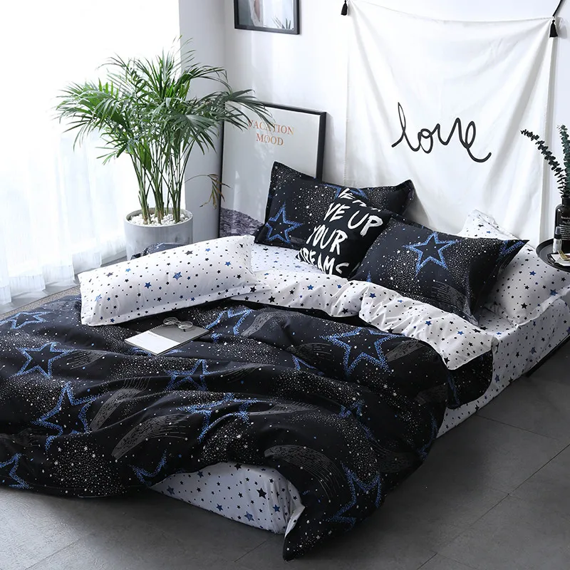 

Dream Starry Printing Four-Piece Bedding Set Included 1 Duvet Cover 1 Bed Sheets 2 Pillowcases Have A Good Dream Blessing