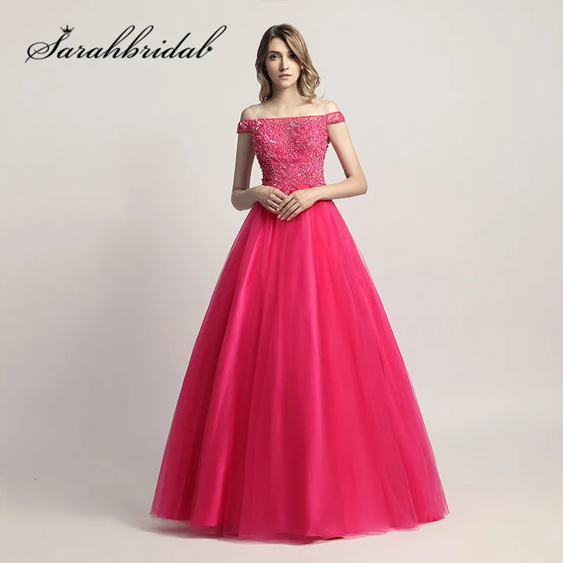 

Elegant Floor Length Prom Dresses Sparkle Crystal Beading Sequined Illusion Off The Shoulder Zipper Quinceanera Gowns CC427
