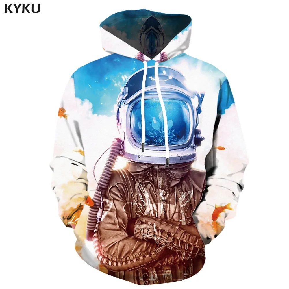 

KYKU 3d Hoodies Galaxy Space Hoodie Men Harajuku Hoody Anime Moon Hoodie Print Astronaut 3d Printed Metal Hooded Casual