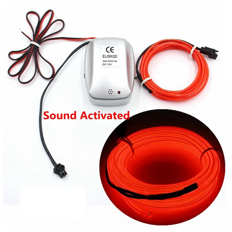 

Sound Activated 1/2/3/5/10M EL Wire With DC12V Controller Neon Light LED String Light Lamp Flexible Twinkle Glow Rope Tube Wire