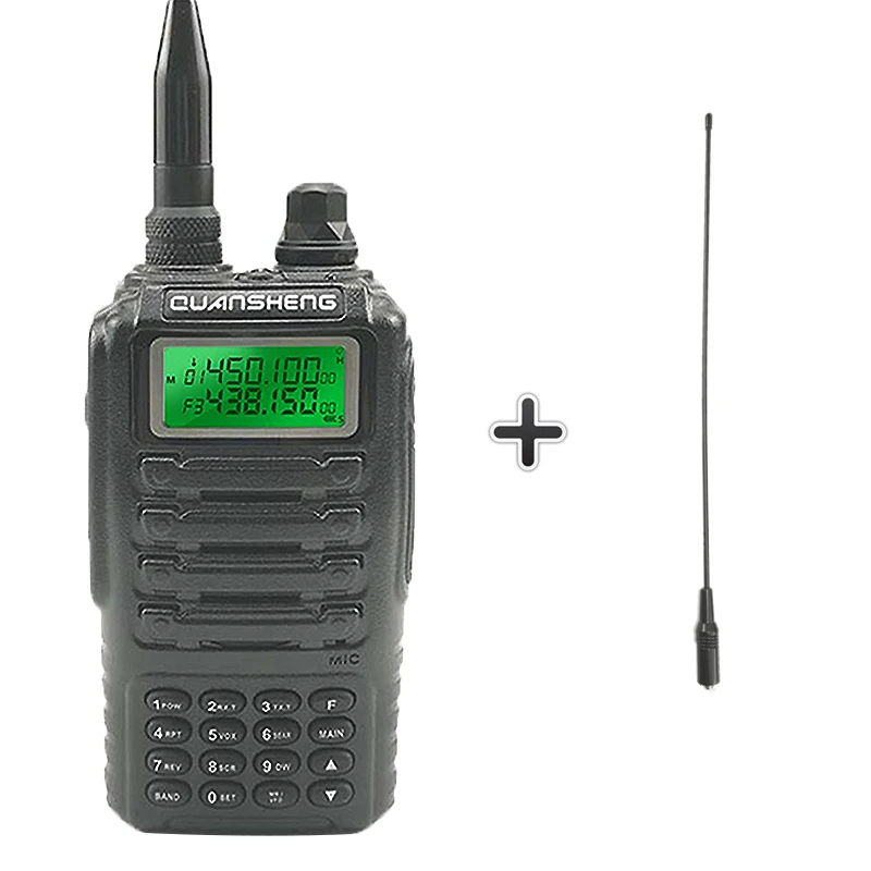 Quansheng TG-UV2 высокое качество мощные 5 Вт иди и болтай Walkie Talkie VHF Любительская рация двойного диапазона ТГ UV2 FCC CE радиолюбителей Comunicador 10 км - Цвет: Add a 38cm antenna