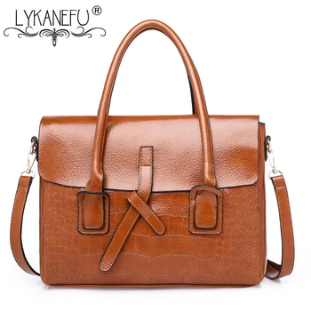 

LYKANEFU Retro Women Leather Handbag for Business Briefcase Handbags Satchel Bag Ladies PU Leather Tote Shoulder Bags Designer