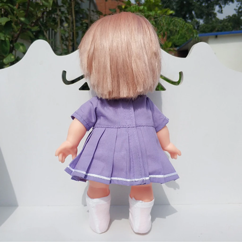 3pcs Purple Clothes Suit for Mellchan Baby Doll 9-11inch Girl Doll Dress Skirt Socks Clothing Accessories