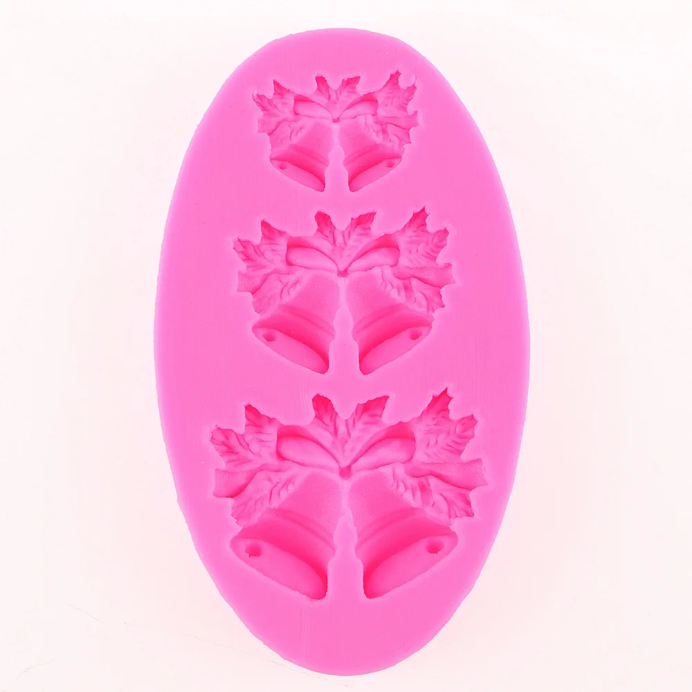 

Free shipping 3 Christmas bells chocolate Candy Cookie cake decorating tools DIY baking fondant silicone mold FT-0469