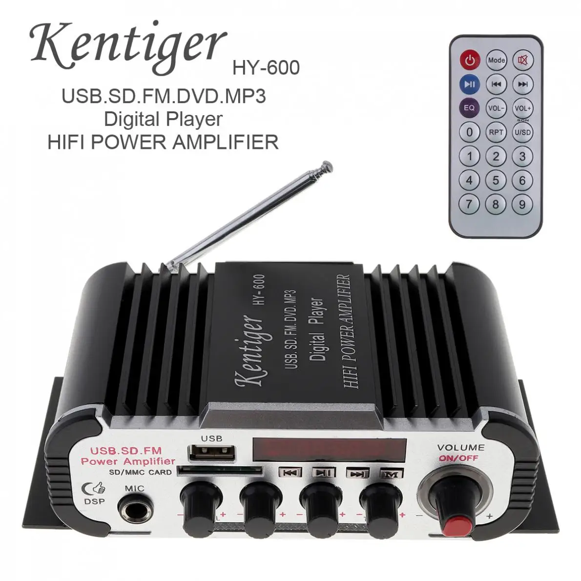 Kentiger HY-600 2CH Hi-Fi автомобильный аудио усилитель мощности fm-радио USB MP3 стерео цифровой плеер Поддержка U диск SD/MMC карты