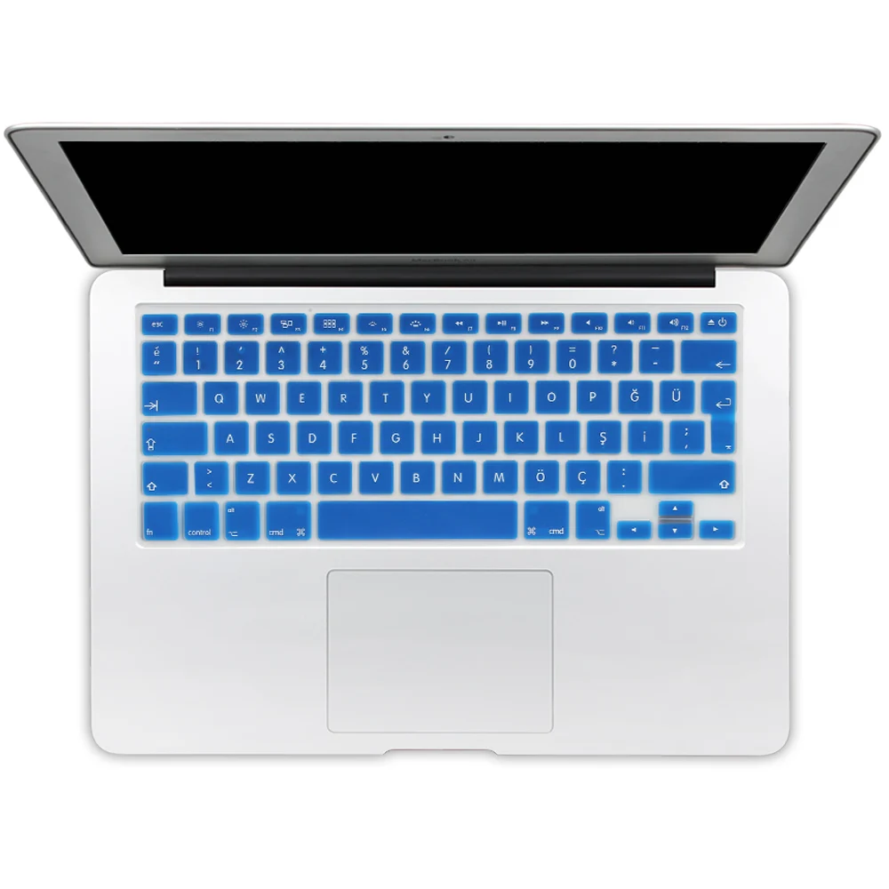 Евро введите турецкий красочный силиконовый чехол для клавиатуры для Macbook Air 13 Pro 13 15 17 retina протектор евро макет - Цвет: Dark Blue