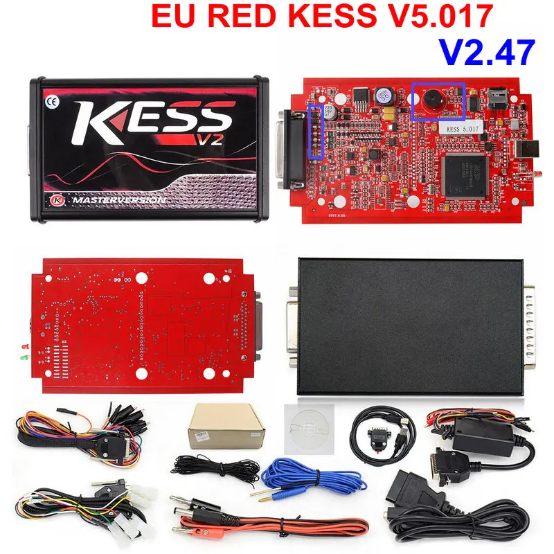 Онлайн V2.47 ЕС красный Kess V5.017 OBD2 менеджер Тюнинг Комплект KTAG V7.020 4 светодиодный Kess V2 5,017 BDM Рамка K-TAG 7,020 ECU программист - Цвет: KESS V5.017 RED