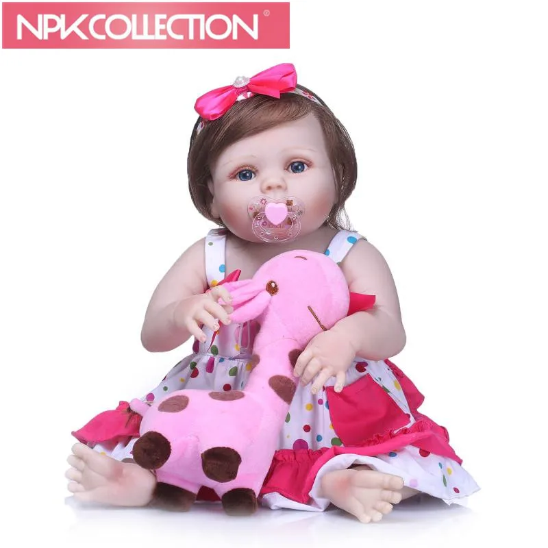 

XMAS New Full Silicone vinyl Reborn Menina 23'' Realistic Reborn Dolls Model Lifelike Newborn Baby Dolls Girl Playmates Toys