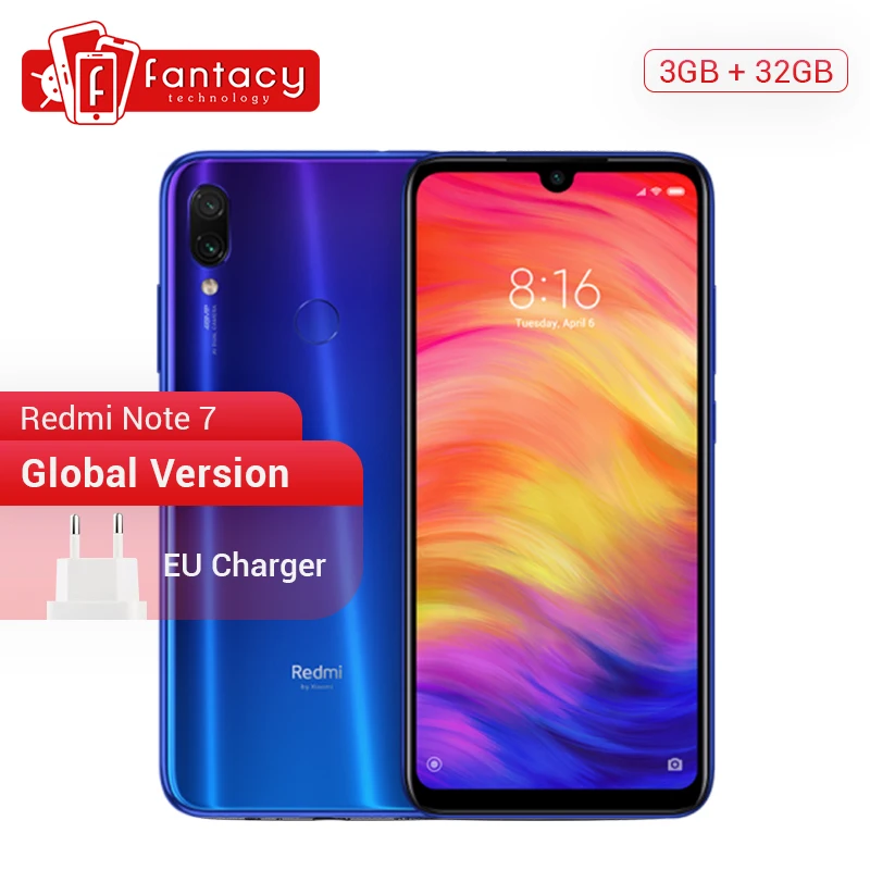 

Global Version Xiaomi Redmi Note 7 3GB 32GB Snapdragon 660 AIE 6.3'' Water Drop FHD+ Screen Mobile Phone 48MP Cameras Smartphone