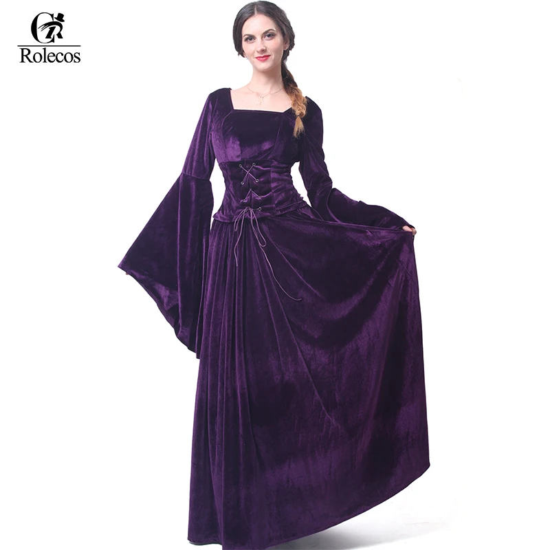 

ROLECOS Medieval Renaissance Victorian Women Evening Dresses Medieval Noble Costumes Masquerade Party Ball Gown Dresses Costumes