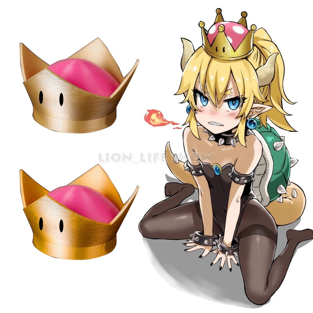 Bowsette Princess Bowser Peach Cosplay Crown Prop Hair Accessory