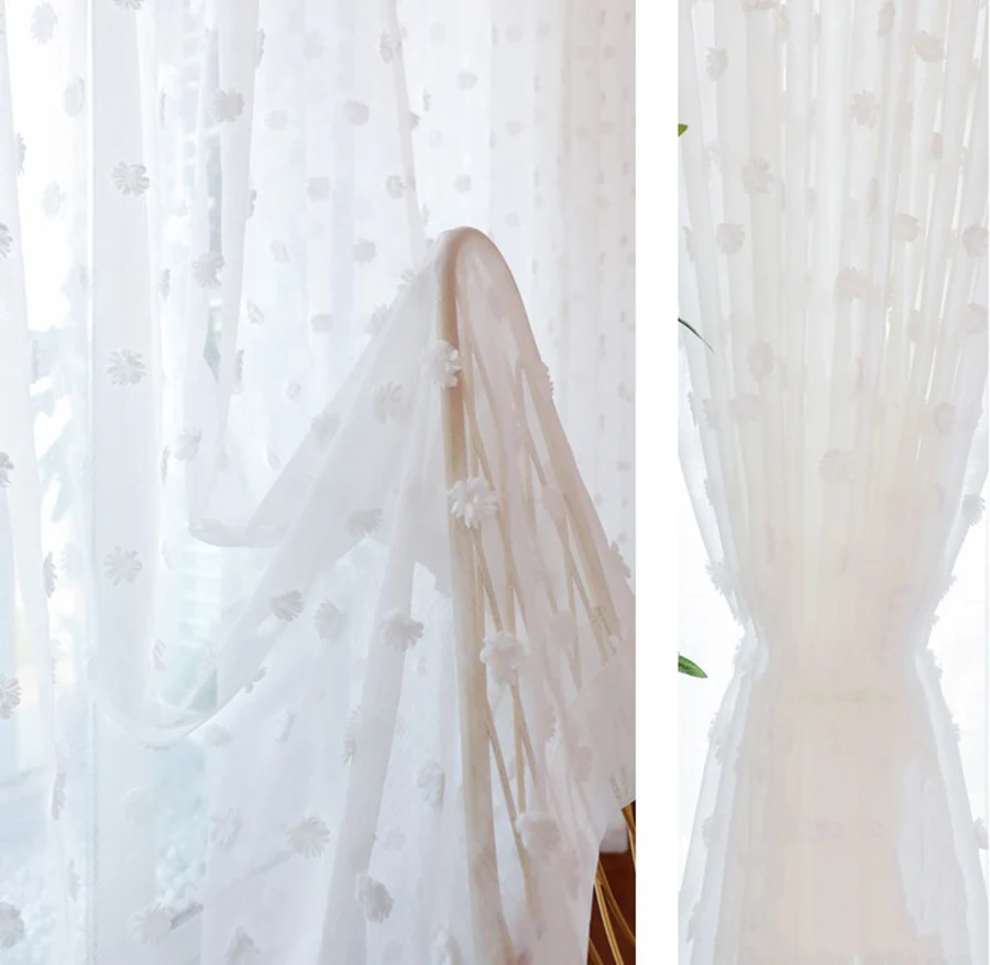 Современные Простые стереоскопические белые вышитые пятна Креативный дизайн занавески экран тюль для гостиной балкон шторы DF082#40