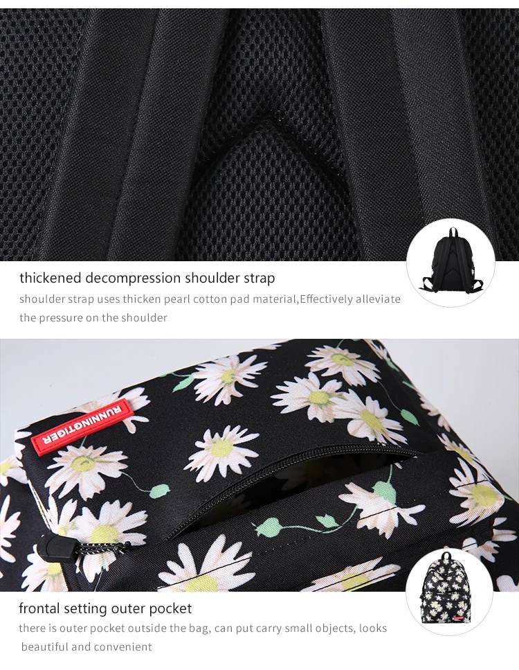 Bolsa de Escola Bolsas de Ombro para Esportes de Viagem ao ar Folhas Florais Quentes Impresso Mochila Feminina Grande Capacidade Meninas Colorido Duplo Livre 10 Mochilas escal.