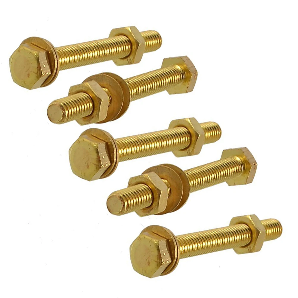 JFBL Brass Male Thread Hex Screw Bolt Nut Washer Set, 6mmx50mm, 5 Piece