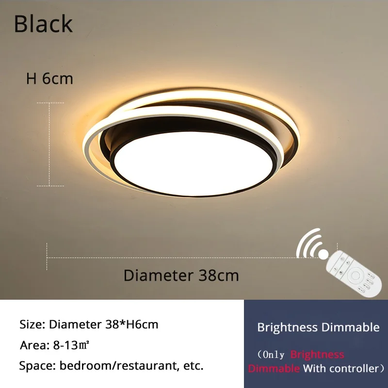 black Dia 38x38x6cm Потолочный светильник s для гостиной lamparas de techo colgante современный светодиодный потолочный светильник с регулируемой яркостью, светильник с пультом дистанционного управления - Цвет корпуса: black Dia 38x38x6cm