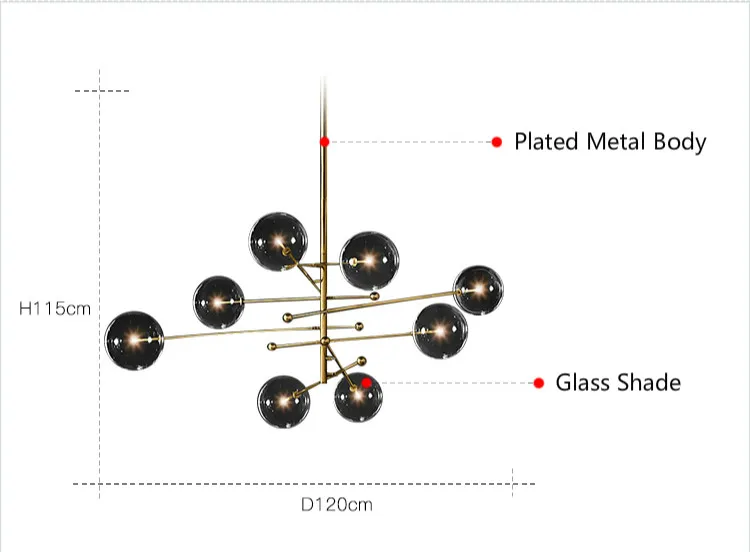 Bolha de Vidro Lâmpada para Cozinha Moderno Lustre Sala Jantar Shopping Bar Italiano Preto Rosa Ouro Pend Mod. 135629 3 Bolha de vidro moderno lustre lâmpada para