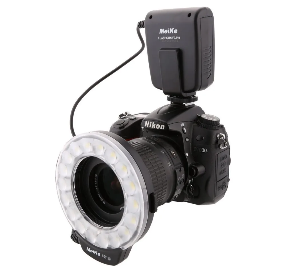 Кольцевая вспышка Meike для макросъемки/светильник светодиодный Nikon D7100 D7000 D5300 D5200