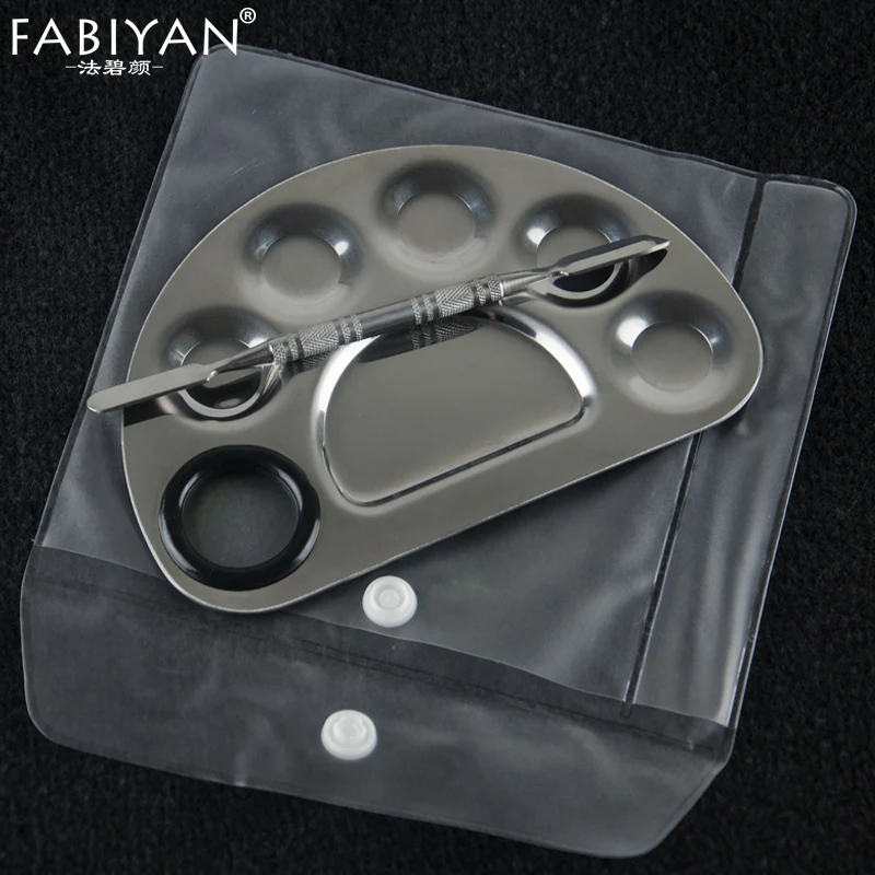 

Set Six holes Shape Palette Spatula Plate Rod Stainless Steel Nail Art Makeup Polish Gel Cream Foundation Eye shadow Mixer Tools