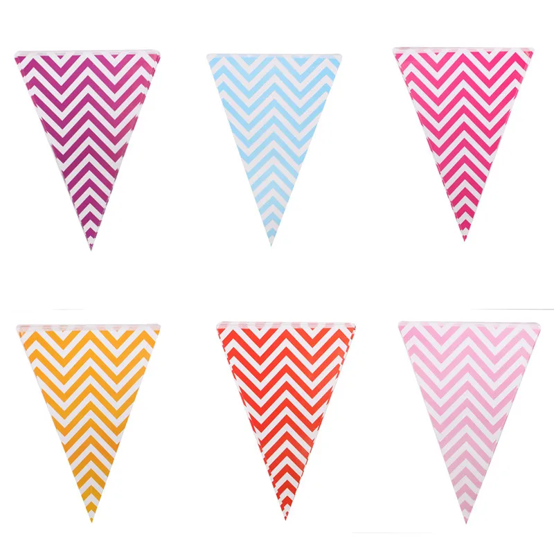 Paper Banners Pulling Flag Birthday Wave Hanging Flags Multi Colors For Wedding Birthday Party Celebration Accessories Decor