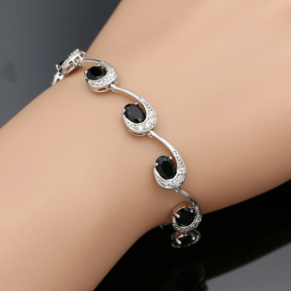

Luxurious 925 Sterling Silver Jewelry Zircon Crystal Chain&Link Charm Bracelets For Women
