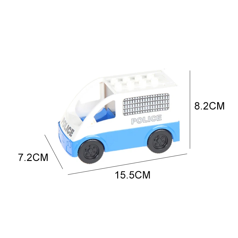 Городской дорожный трек, большие строительные блоки, доска, аксессуары для автомобиля, сделай сам, сборка автомобиля, игрушки, детский подарок, совместимый набор Duplo - Цвет: police van
