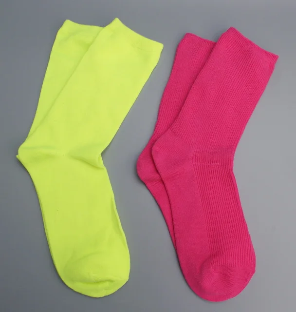 2 пары неоновый женские носки обувь для девочек носок в стиле ретро флуоресценции цвета скейтборд ярко розовый желтый