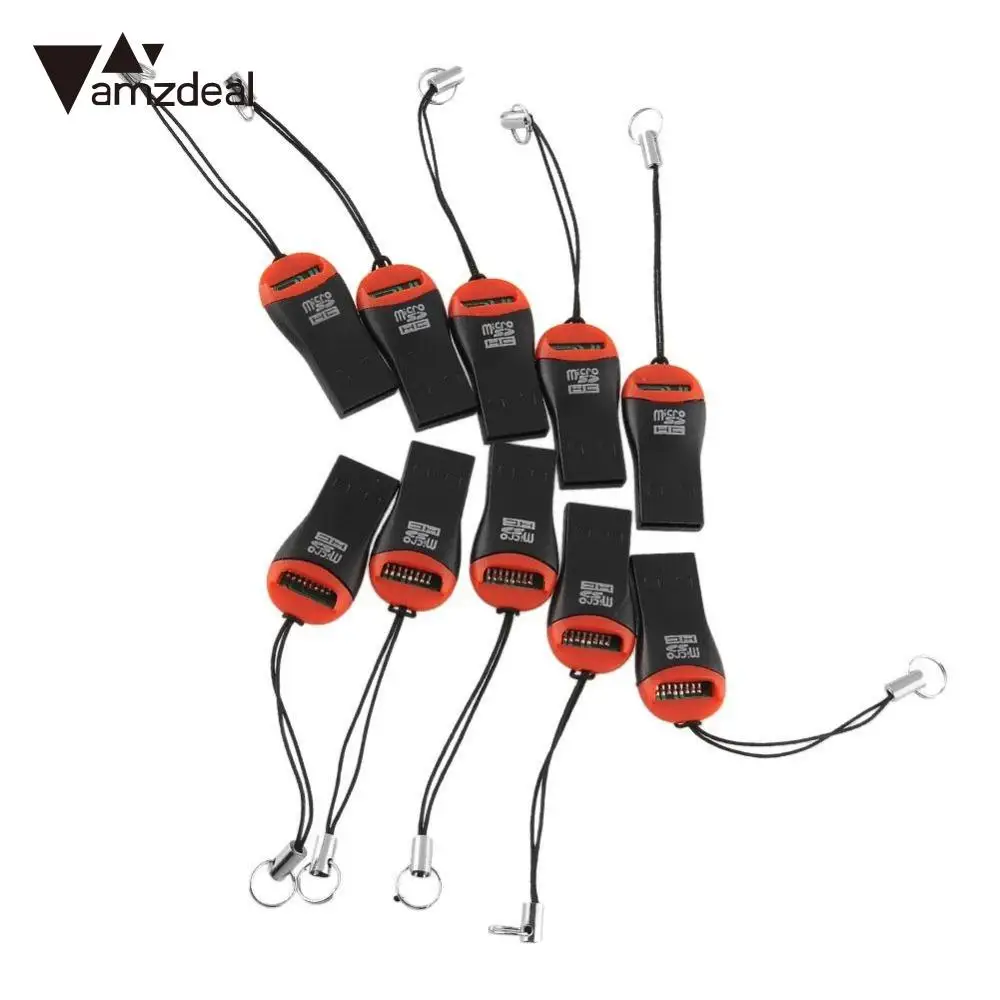 

amzdeal Wholesale 10Pcs/Lot USB OTG Card Reader Universal Micro USB OTG TF SD Card Reader USB Memory Card Adapter Reader