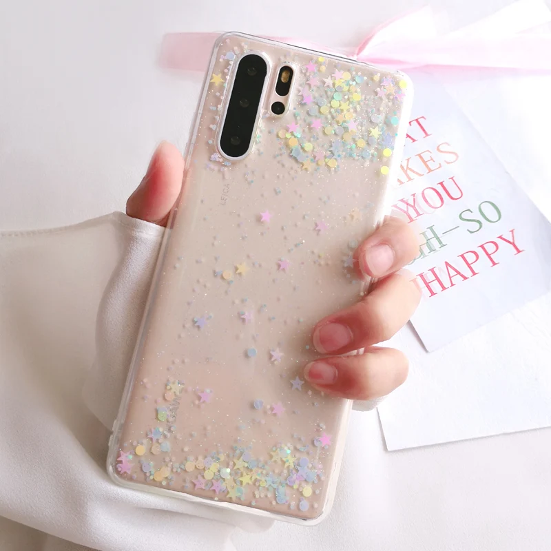 Transparent Funda for huawei p30 pro case silicone soft TPU Glitter Stars phone Accessories for huawei p30 lite p30pro p20 cover Transparent Funda for huawei p30 pro case silicone soft TPU Glitter Stars phone Accessories for huawei p30 lite p30pro p20 cover
