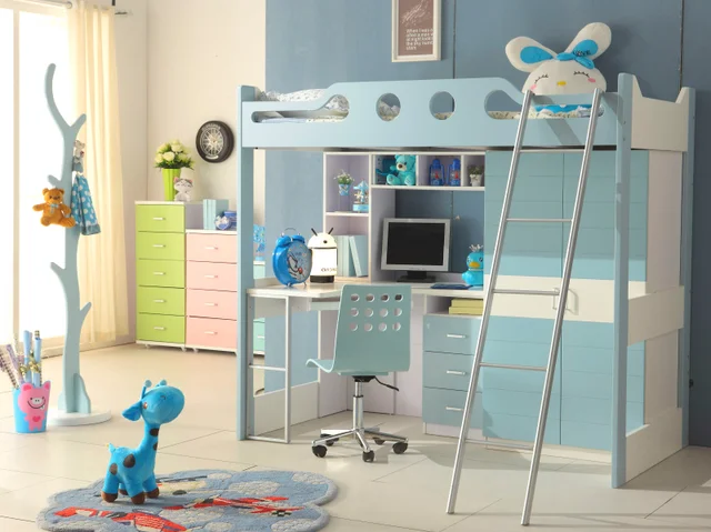 Los Niños Muebles De Cama Escritorio Multifuncional Cama Cama De
