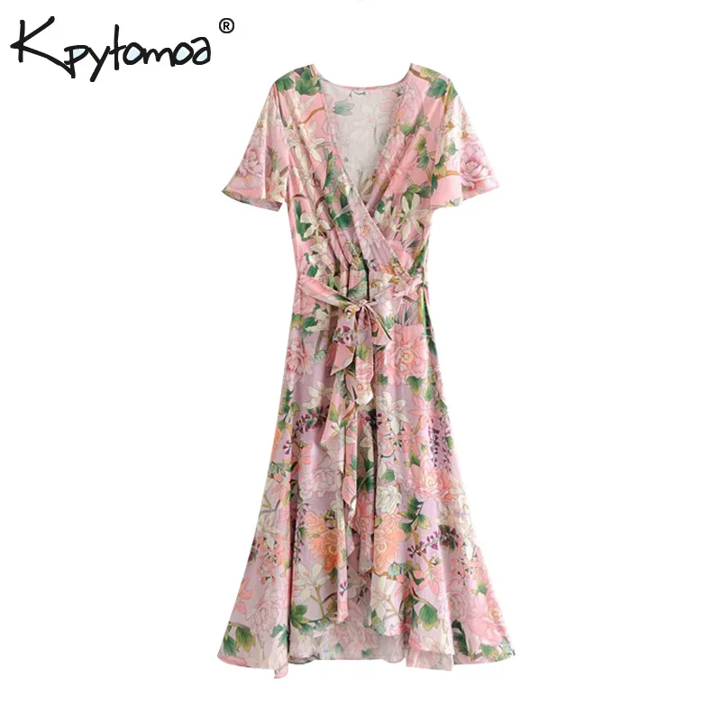 

Boho Chic Summer Vintage Floral Print With Sashes Maxi Dress Women 2019 Fashion V Neck Short Sleeve Beach Dresses Femme Vestidos