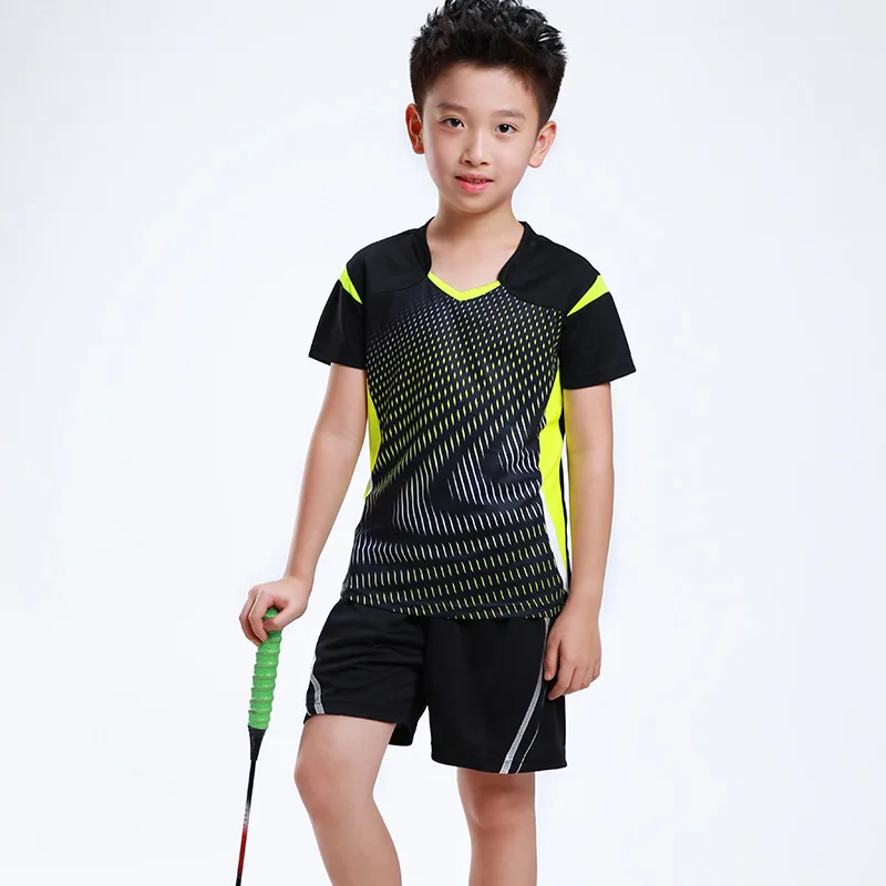 Новая быстросохнущая детская одежда для бадминтона Спортивный Теннисный костюм для мальчиков и девочек Детский комплект для бадминтона детский Теннисный костюм AF006 - Цвет: Child 1 set