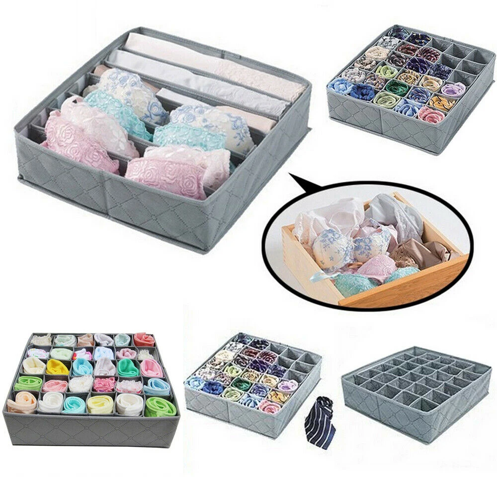 3pcs Foldable Bamboo Charcoal Underwear Socks Drawer Organizer Storage Box Drawer Organizers