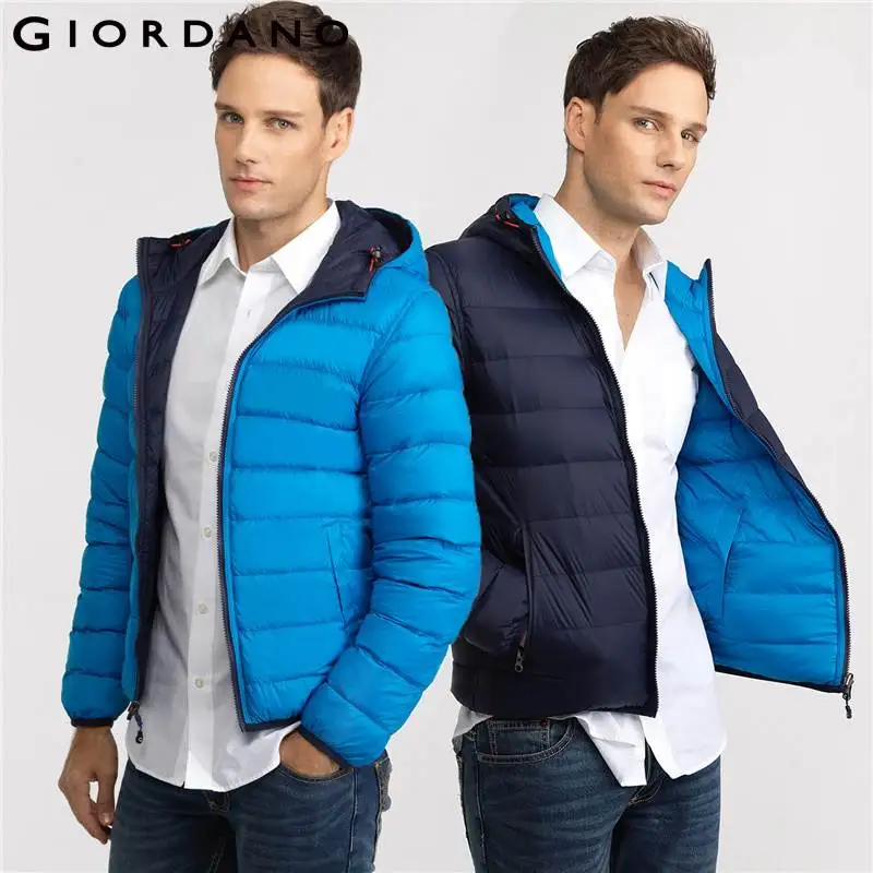 Giordano Men Downs Jacket Quilted Chaquetas Long Sleeves Hood Puffer