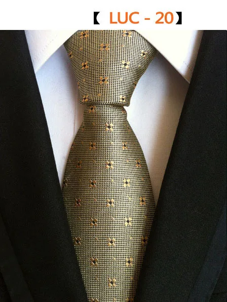 Модные галстуки 8 см классические мужские полосатые галстуки темно-синие красные свадебные галстуки шелковые жаккардовые тканые мужские галстуки в горошек - Цвет: A20