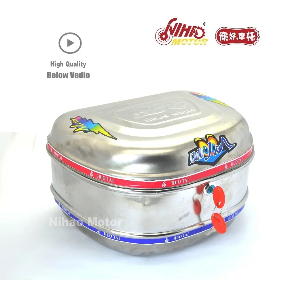 

2018 Scooter Trunk metal e scooter hard box ebikeTop Case Metal Iron Steel Helmet Tail Box Luggage Trunk Motorcycle Motorbike