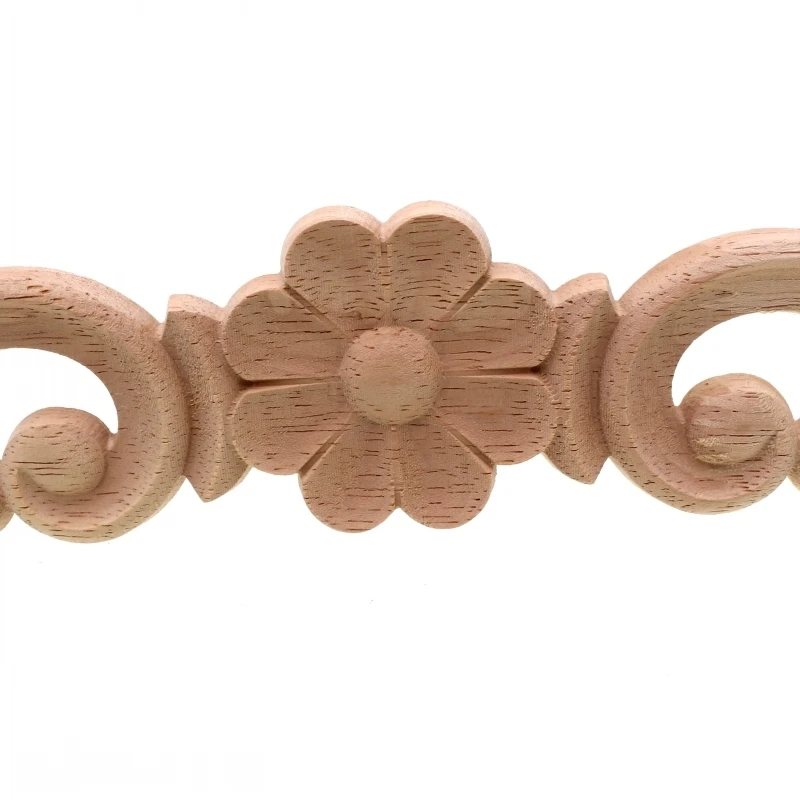 European-style Home Decorates Dongyang Wood Carving White Embryo Long Applique Door Bed Decorative Flower Piece Kawaii ornament crafts patch emblems wooden figurine crafts glass fruit pendants