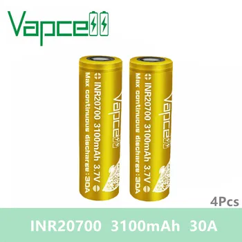 

Free shipping 4pcs VAPCELL INR20700 INR 20700 BATTERY 3100mAh 30A lithium battery HIGH POWER electric tool 3.7V smoke E-CIG