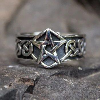 

Celtics Knot Gothic 316L Stainless Steel Pentagram Star Pagan Rings Men's Women Fashion Biker Jewelry