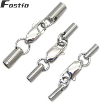 

Fostfo 5pcs/lot 2/2.5/3/4/5mm Hole Silver Lobster Clasps Leather Crimp End Caps Tip Clasps For Diy Bracelet Jewelry Making