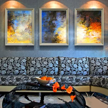 

3 pieces Handmade abstract paintings on oil canvas for living room decor and wallpaper