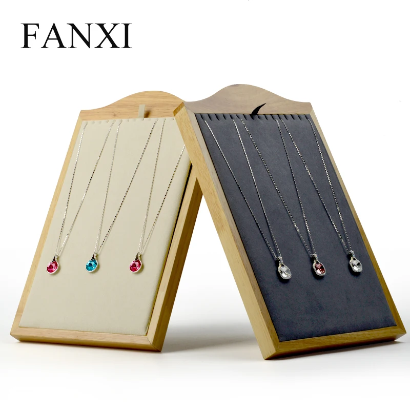 

FANXI 2018 NEW ARRIVAL CREAM-WHITE / DARK GARY WITH VELVET JEWELRY NECKLACE PENDANT DISPLAY HOLDER SHOWCASE