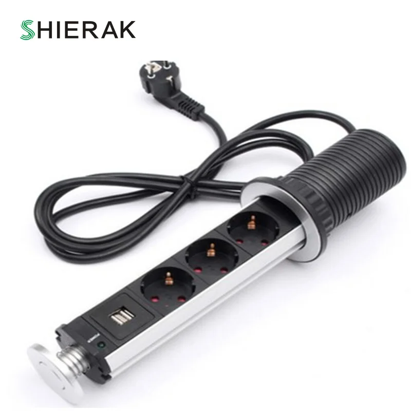 SHIERAK Desktop разъем 3 розетки с 2 Порты usb Кухня розетки ЕС/UK/US Стандартный Office гнездо Скрытая в регистрации Главная