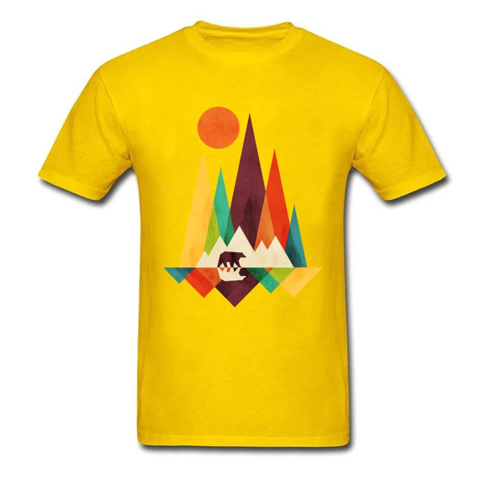 Round Collar Mountain Bear 100% Cotton Fabric Men Top T-shirts 3D Printed Short Sleeve Tops Shirt Company Summer Tee Shirt Mountain Bear yellow