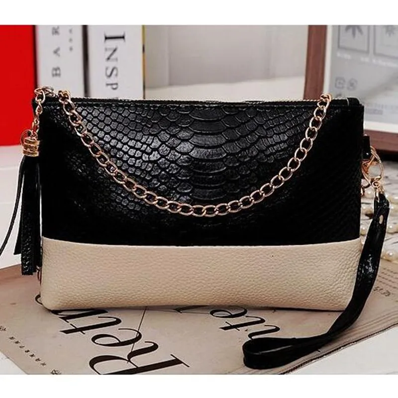 Crocodile Genuine leather Tassel Handbags Shoulder Bags Messenger Bag Day Clutch Chain Bag Small Bag Women's Clutches A40-332