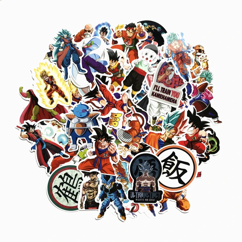 

TD ZW 2019 50Pcs/lot Anime Dragon Ball Stickers Super Saiyan Goku Stickers Decal For Snowboard Luggage Car Fridge Laptop Sticker