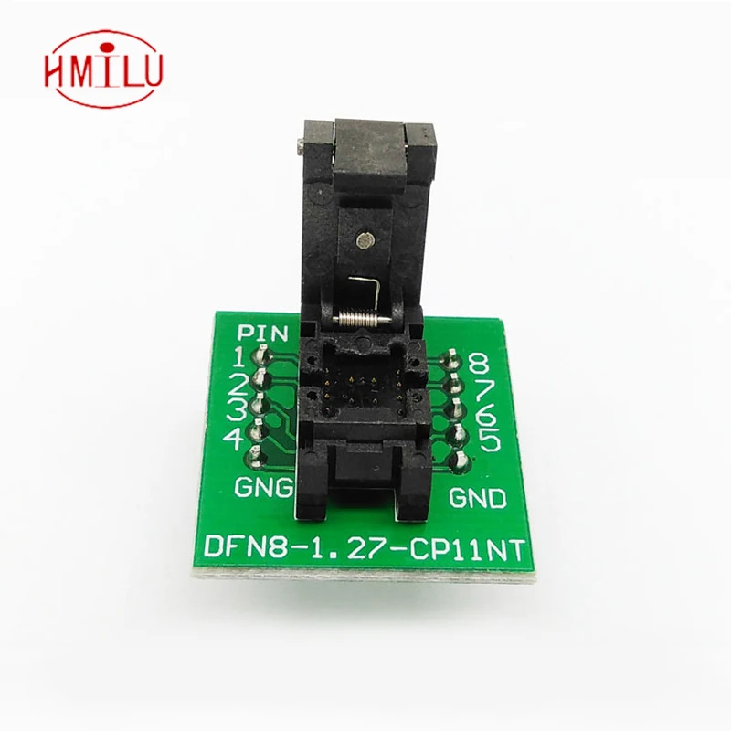 

QFN8 DFN8 WSON8 Programming Socket Pogo Pin IC Test Adapter QFN8-1.27-CPO1PNL Pitch 1.27mm Clamshell Size 5*6 Burn in Socket