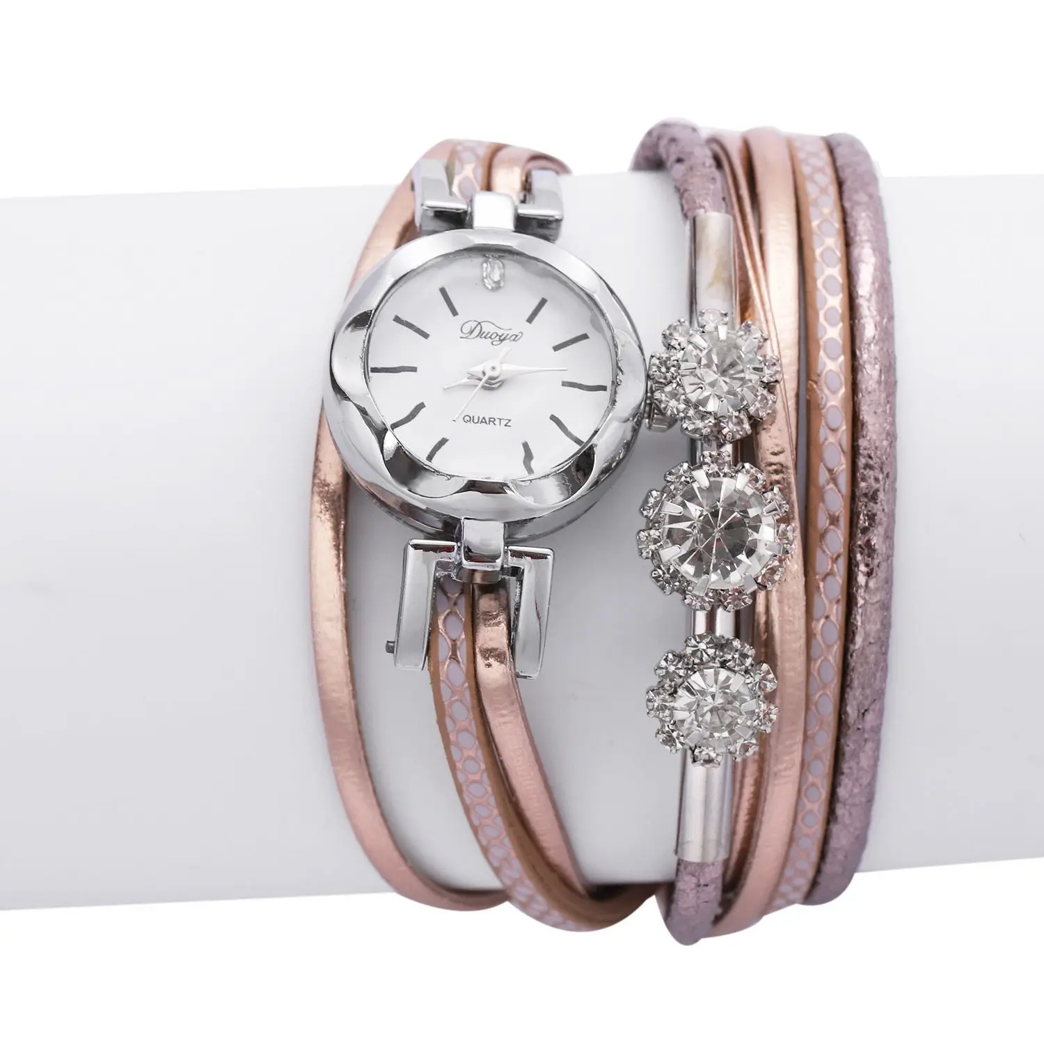 Duoya бренда браслет часы для Для женщин роскошный кристалл часы кварцевые часы модные женские Винтаж творческие наручные часы, D207