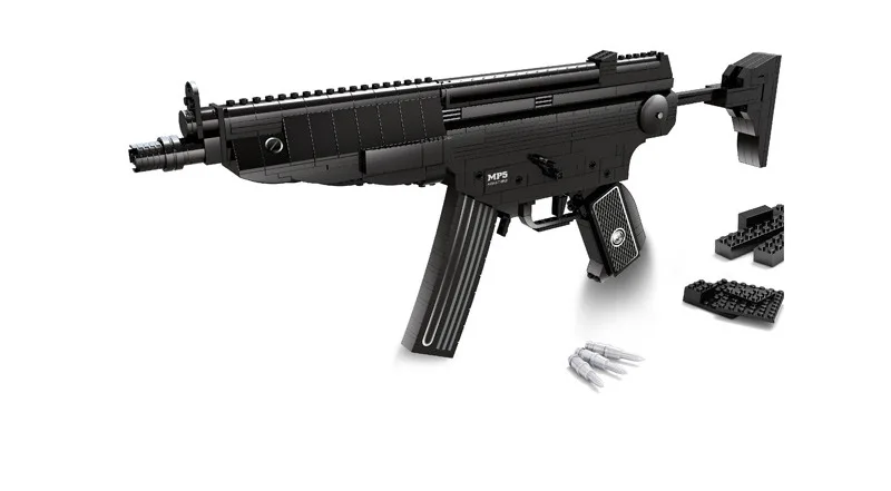 

P22705 597pcs MP5 Sniper Submachine gun Weapon Arms Set Model 1:1 3D Building Block Toy Gift For Children